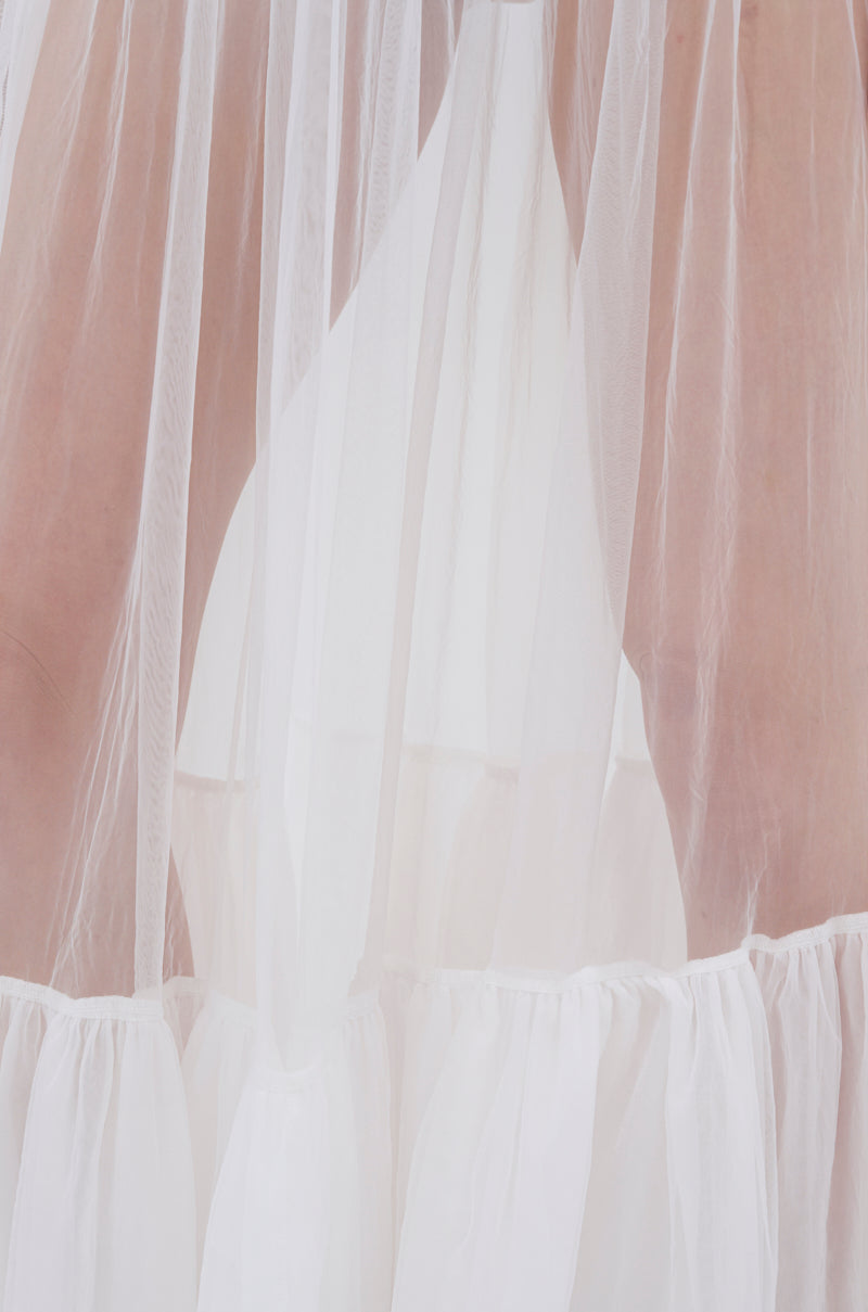 TRY ME MESH MAXI SKIRT IN WHITE