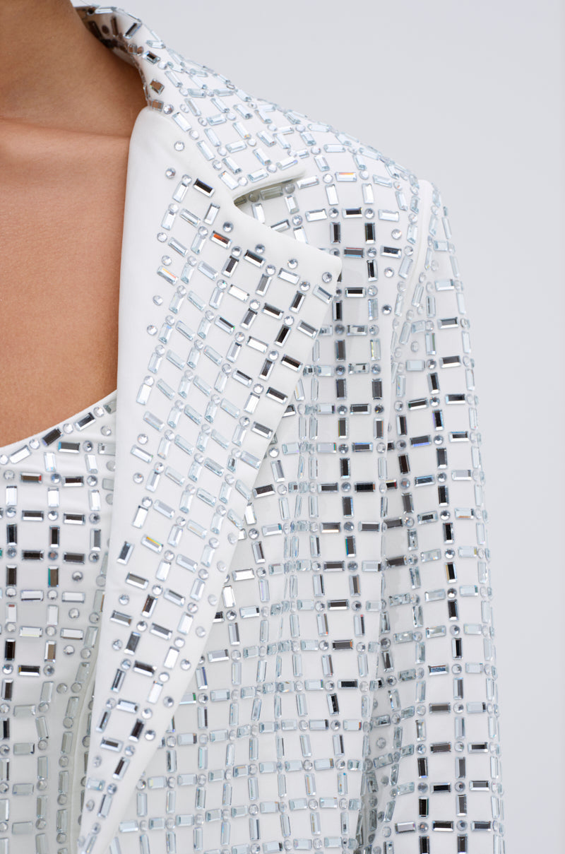 WHITE HOT EMBELLISHED BLAZER