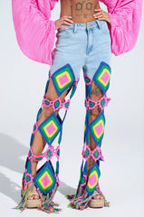 OUT OF OFFICE CROCHET DENIM JEANS