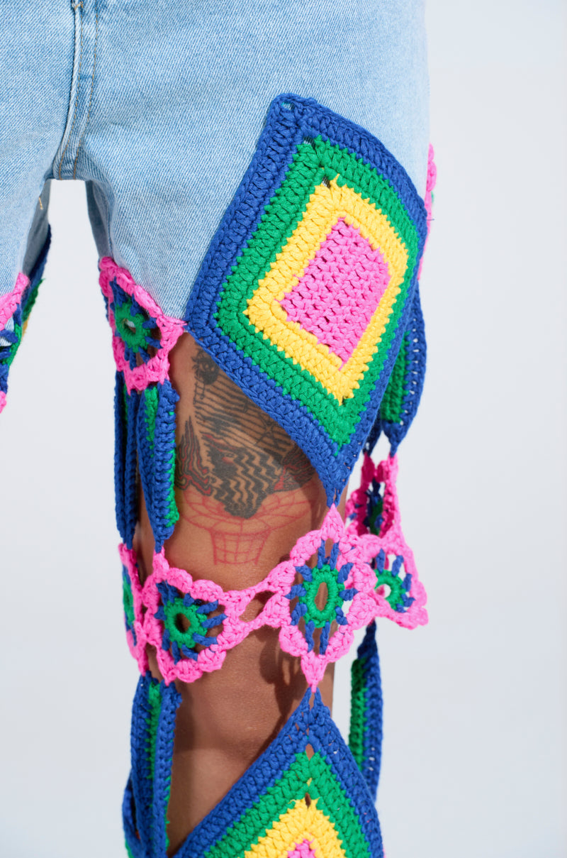 OUT OF OFFICE CROCHET DENIM JEANS