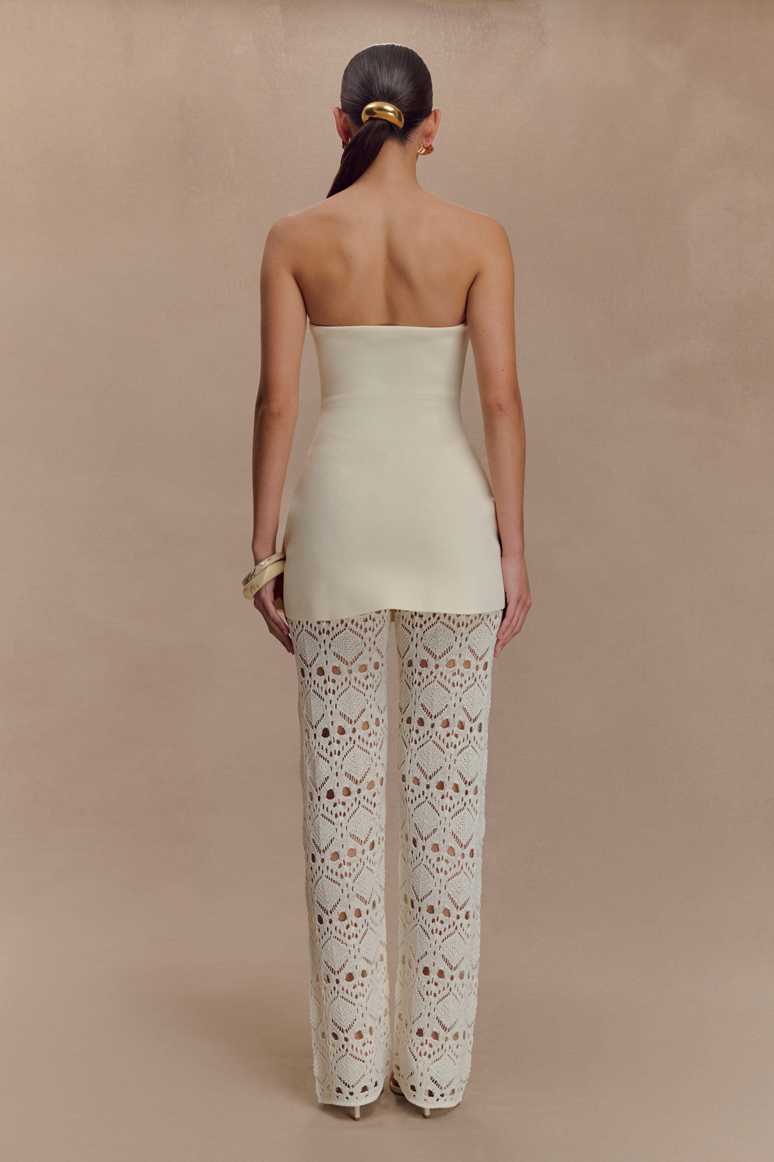 Trena Crochet Knit Pants - Ivory