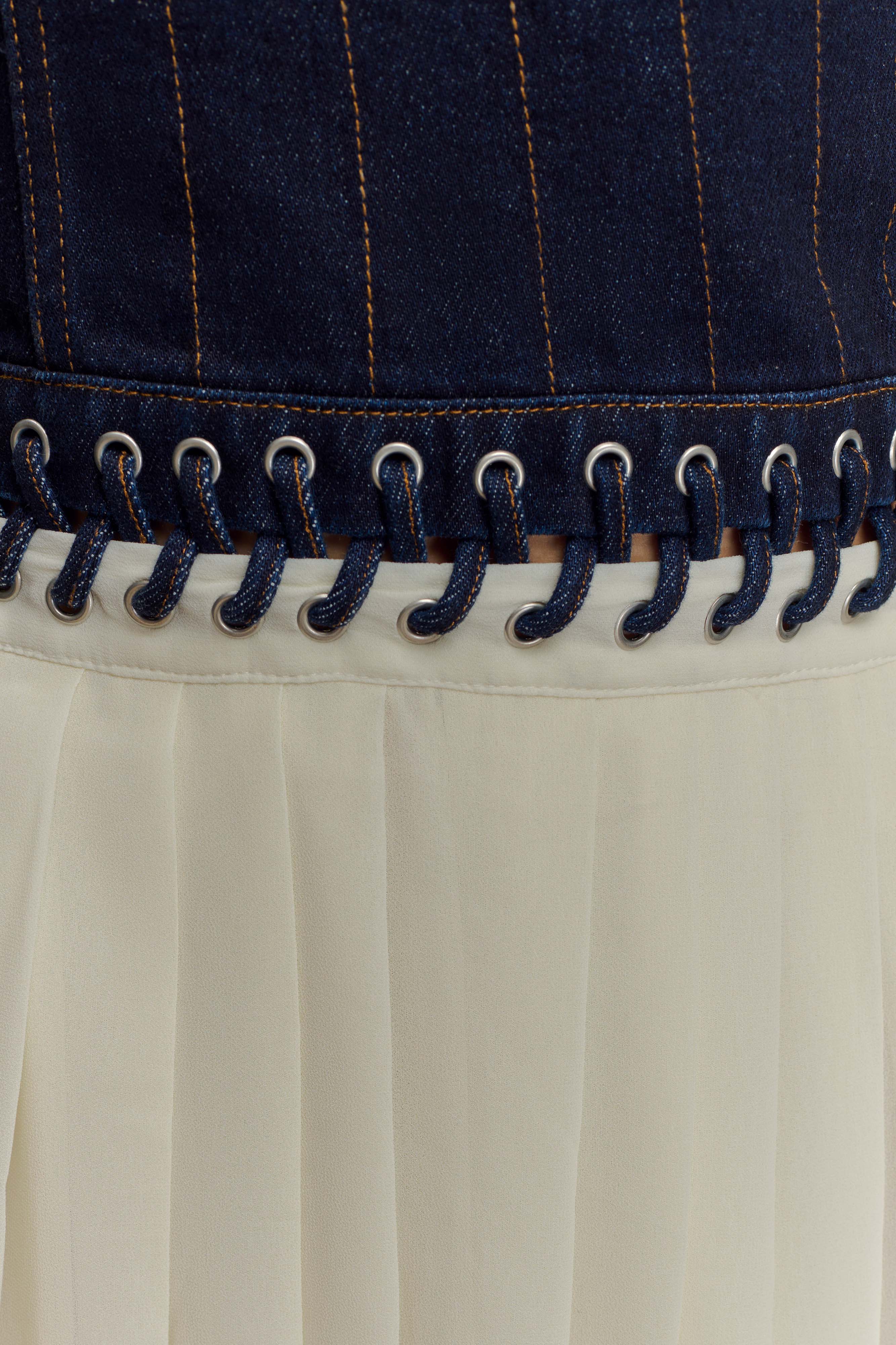 Suella Chiffon Denim Maxi Dress - Indigo Blue