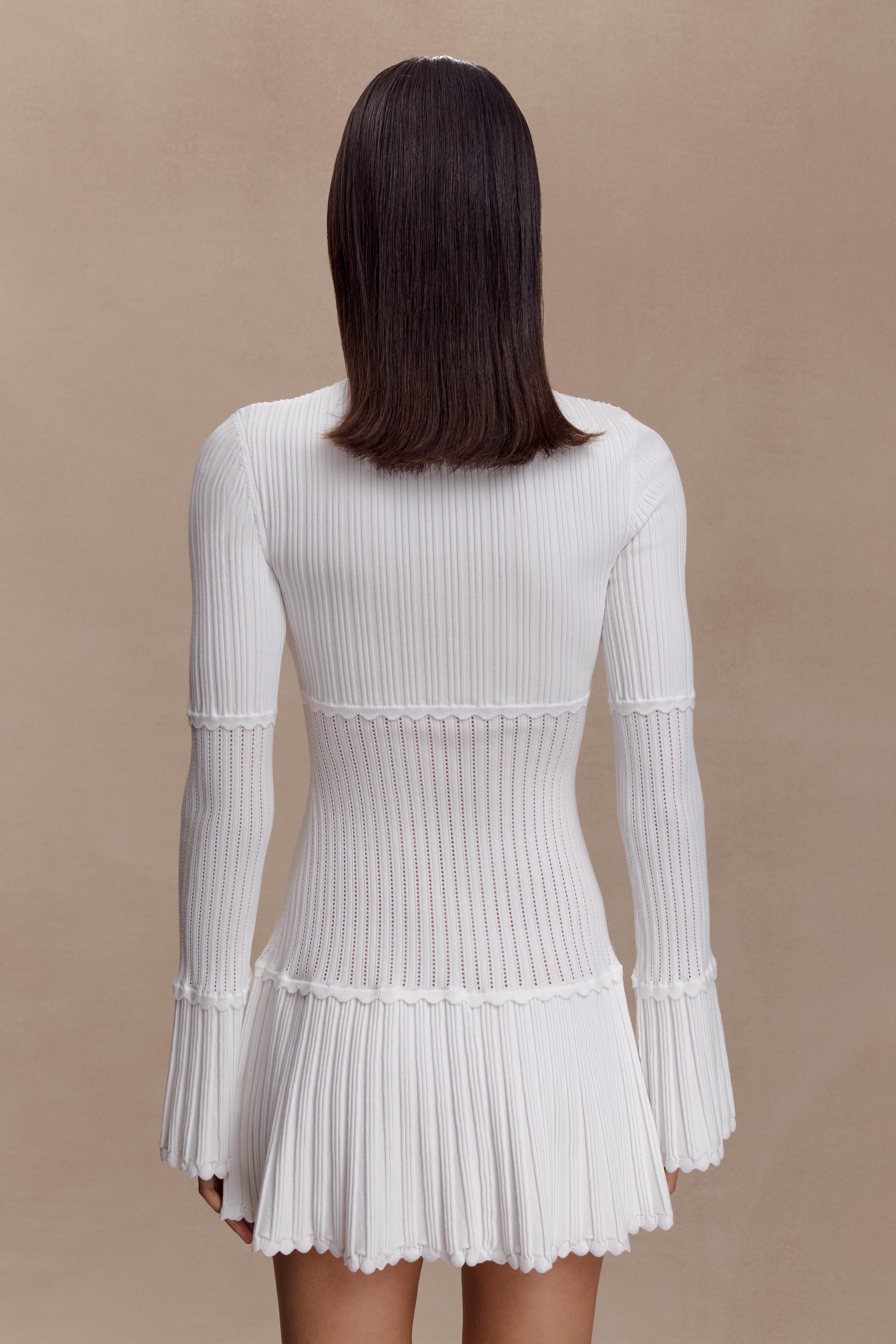 Adena Pointelle Knit Mini Dress - Ivory