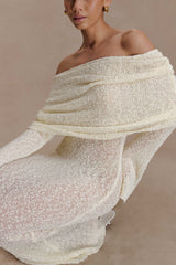 Marisol Off Shoulder Boucle Maxi Dress - Ivory