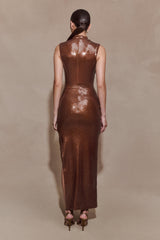 Veronica Sequin Midi Dress - Chocolate