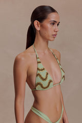 Robyn Beaded Triangle Bikini Top - Sage