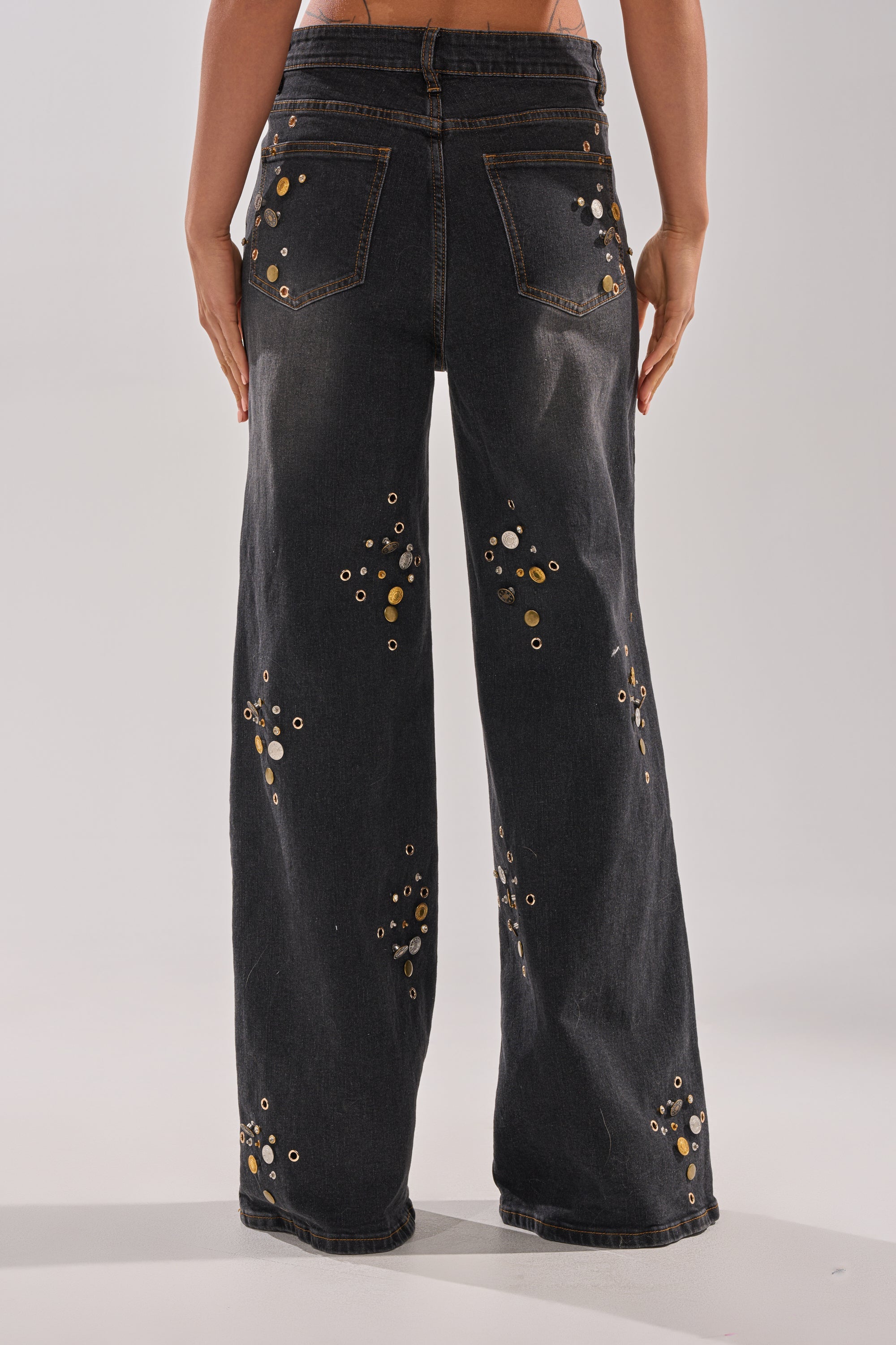 SPACE AND TIME STUDDED DENIM