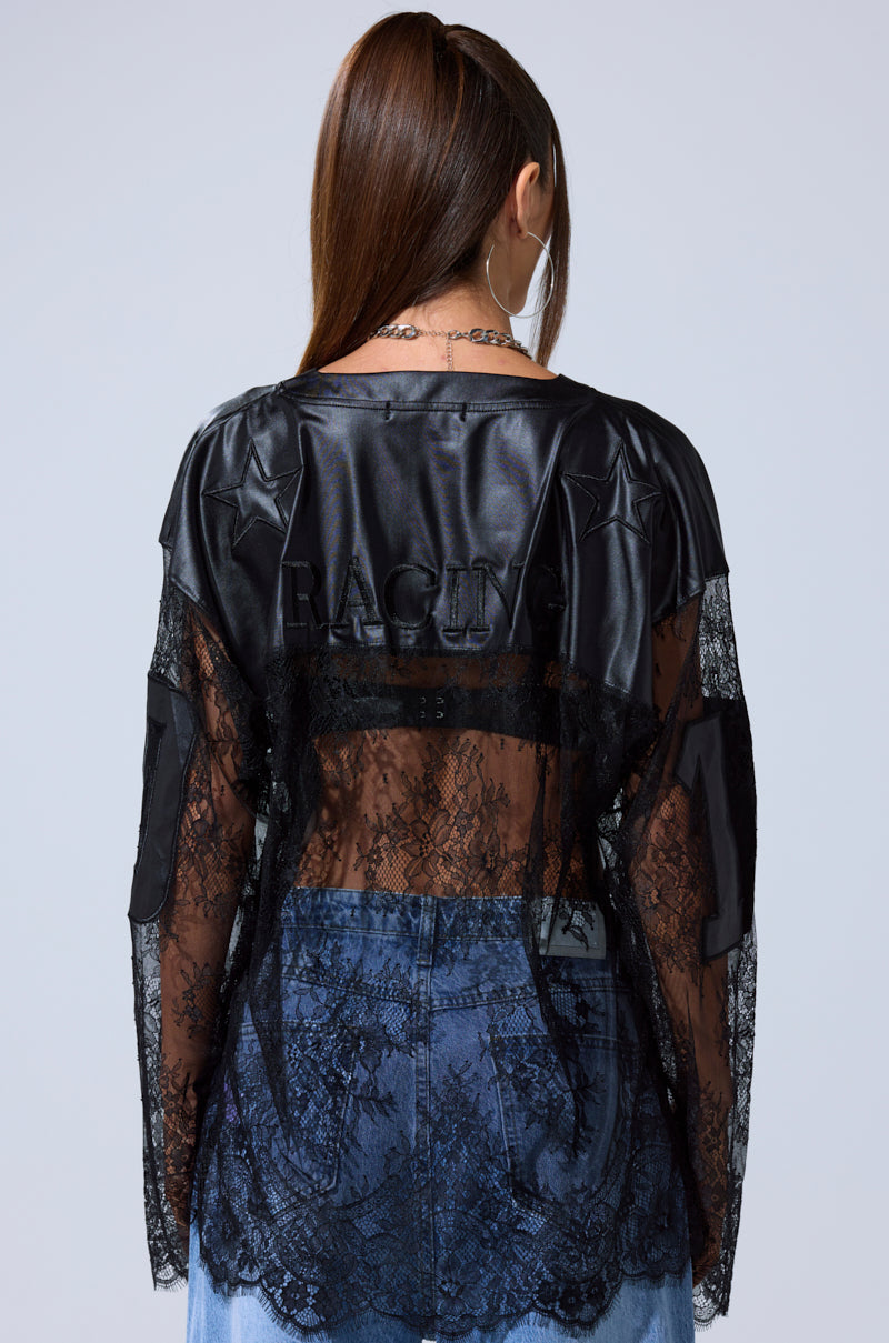 SHOW OFF LACE JERSEY TOP