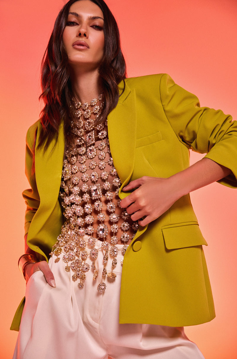 IRIS BLAZER IN CHARTREUSE