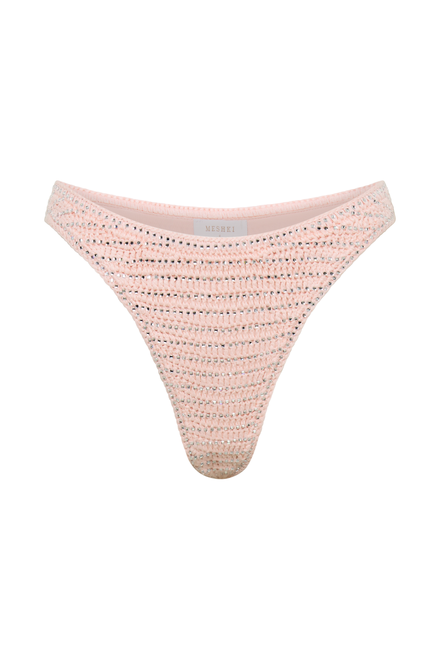 Verity Embellished Knit Bikini Bottom - Candy Pink