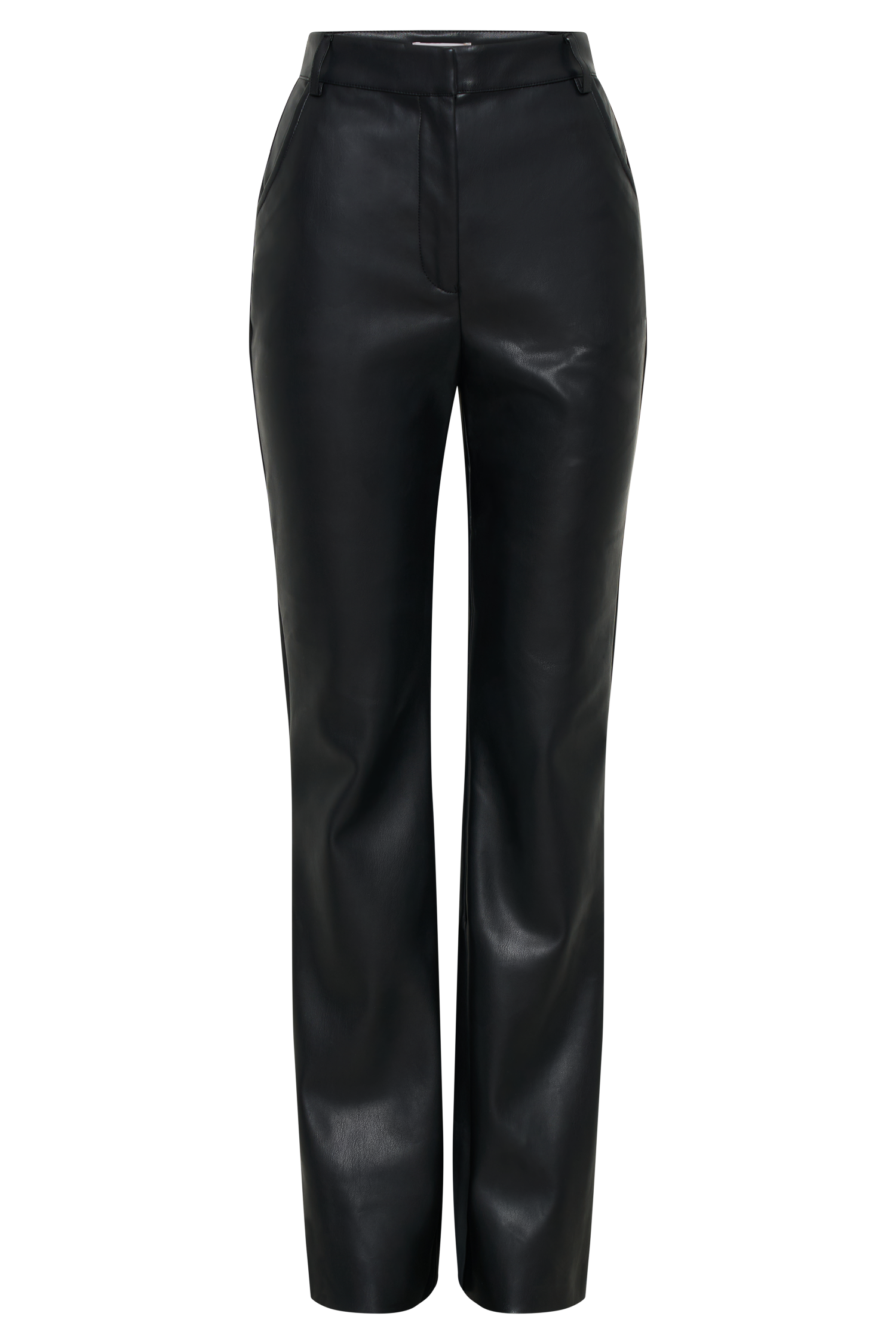 Tyra Straight Leg Faux Leather Pants - Black