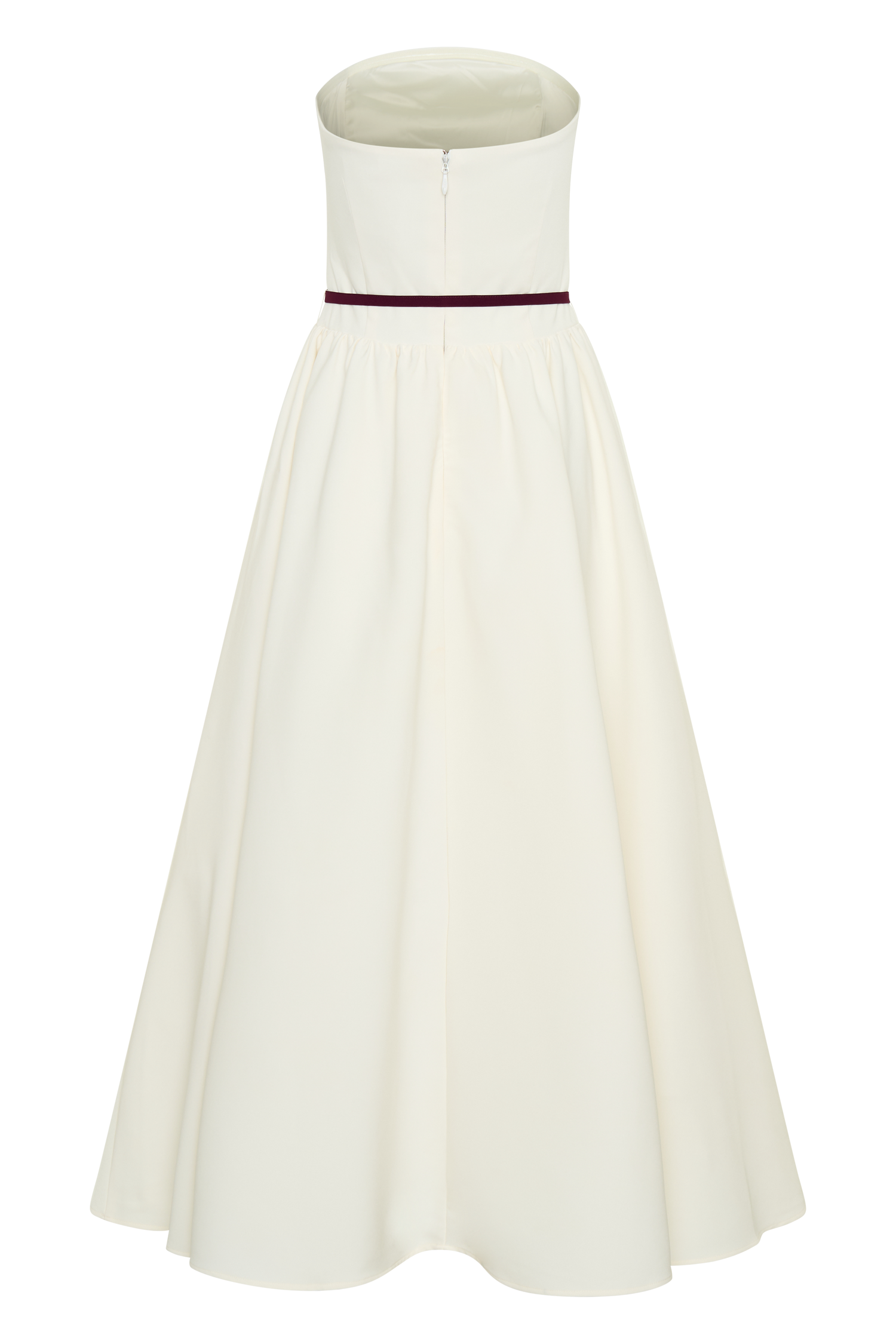 Penny Strapless Contrast Midi Dress - Ivory & Burgundy