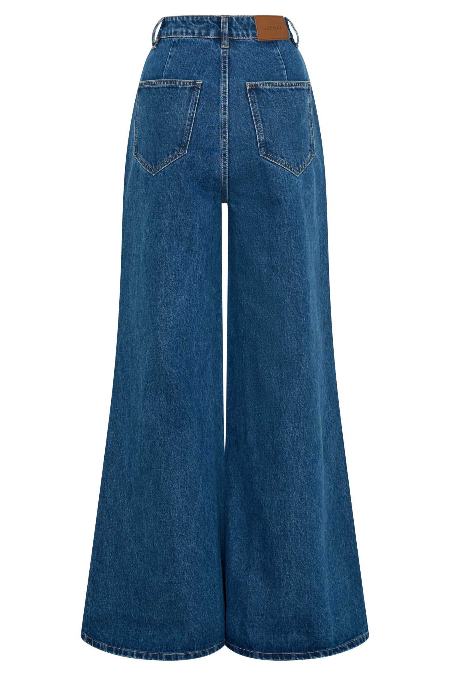 Jen Wide Leg Flare Denim Jeans - Dark Blue