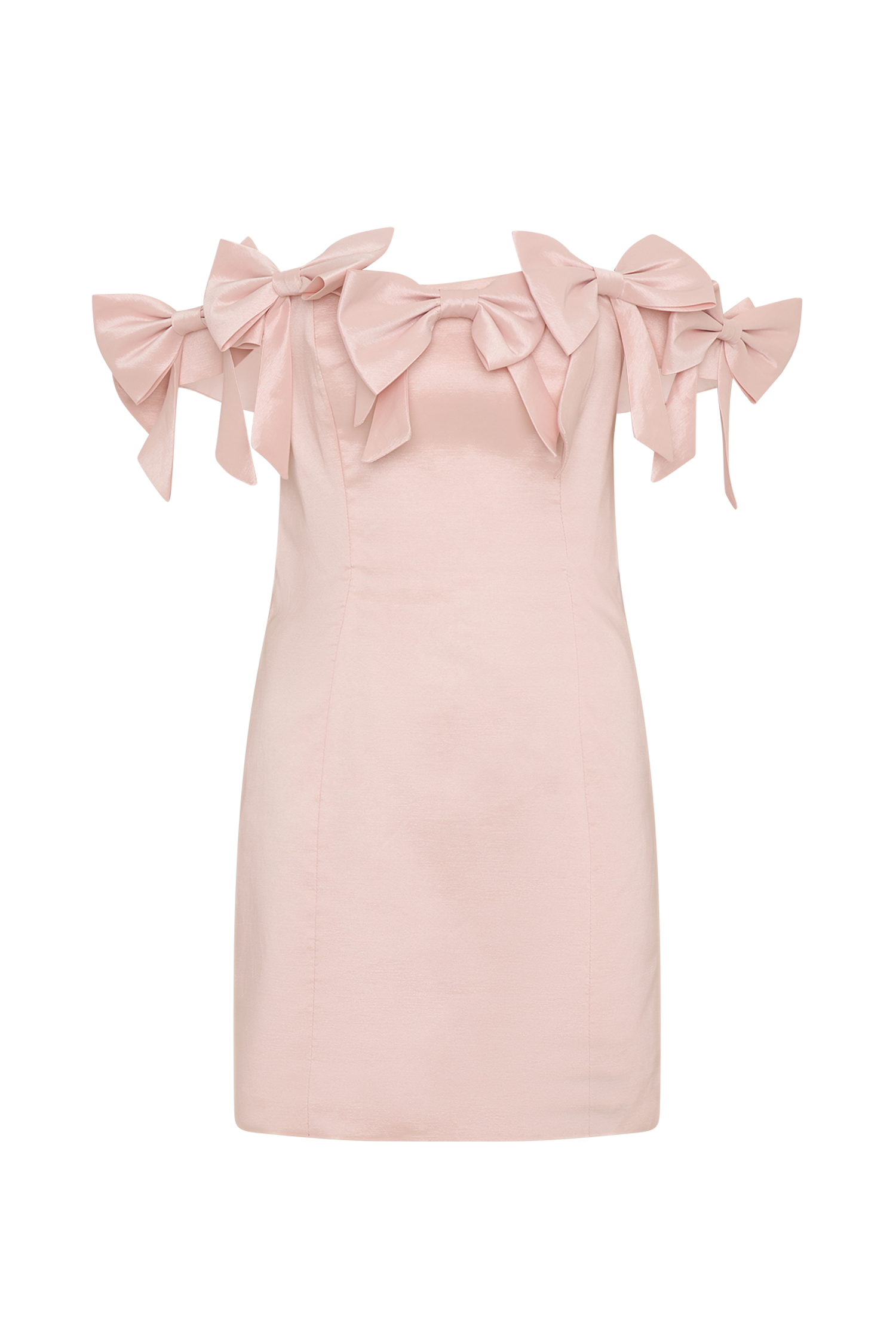 Rose Strapless Bow Mini Dress - Powder Pink