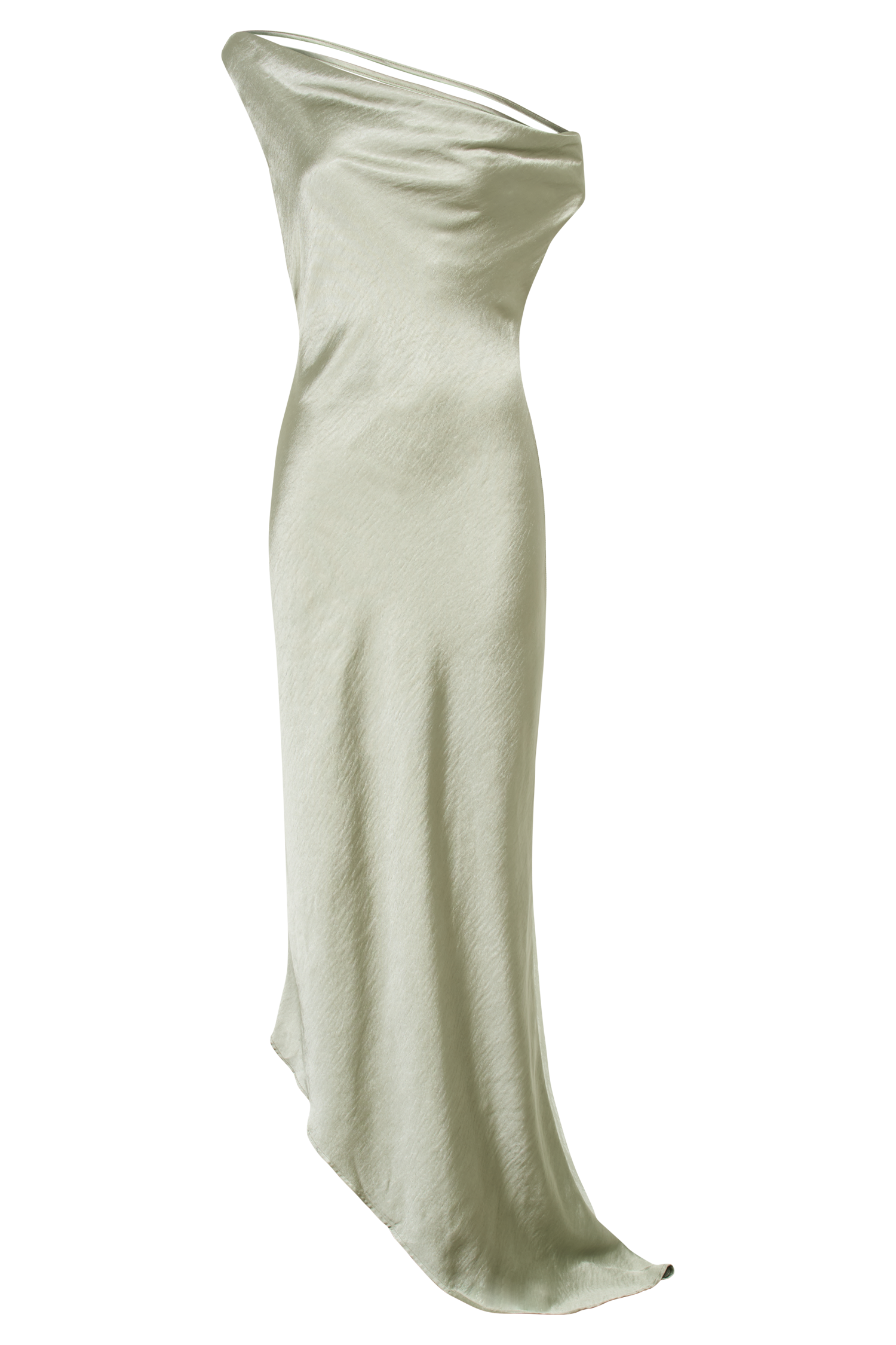 Yvette Slip Maxi Dress With Asymmetrical Hem - Sage
