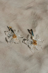 Naomi Acrylic Flower Earring - Gold