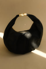 Bristol Croissant Leather Shoulder Bag - Black