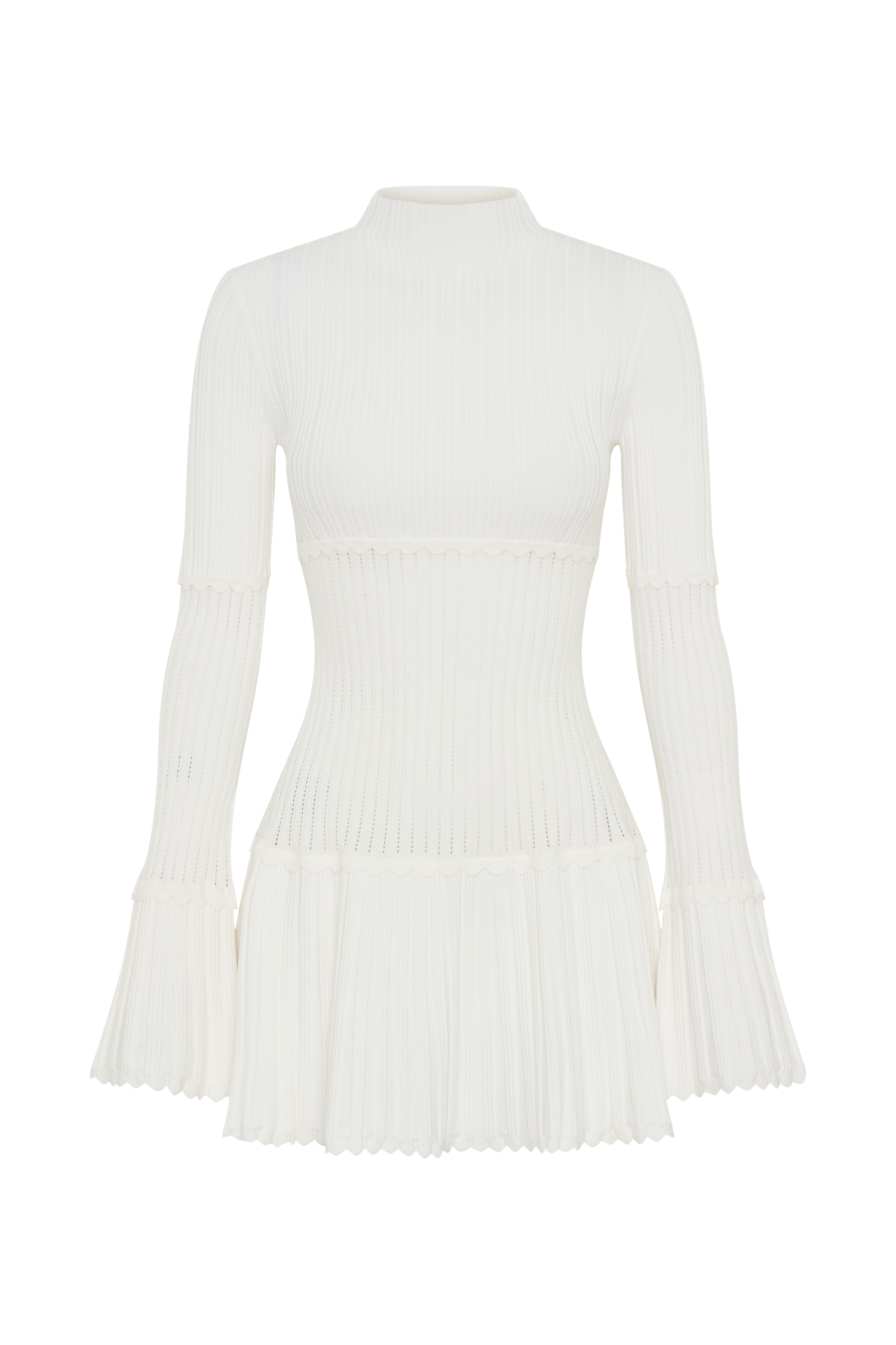 Adena Pointelle Knit Mini Dress - Ivory