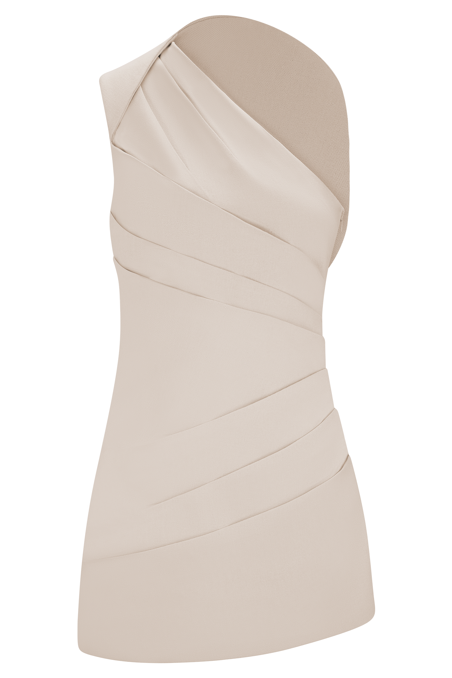 Helena One Shoulder Linen Mini Dress - Natural Beige