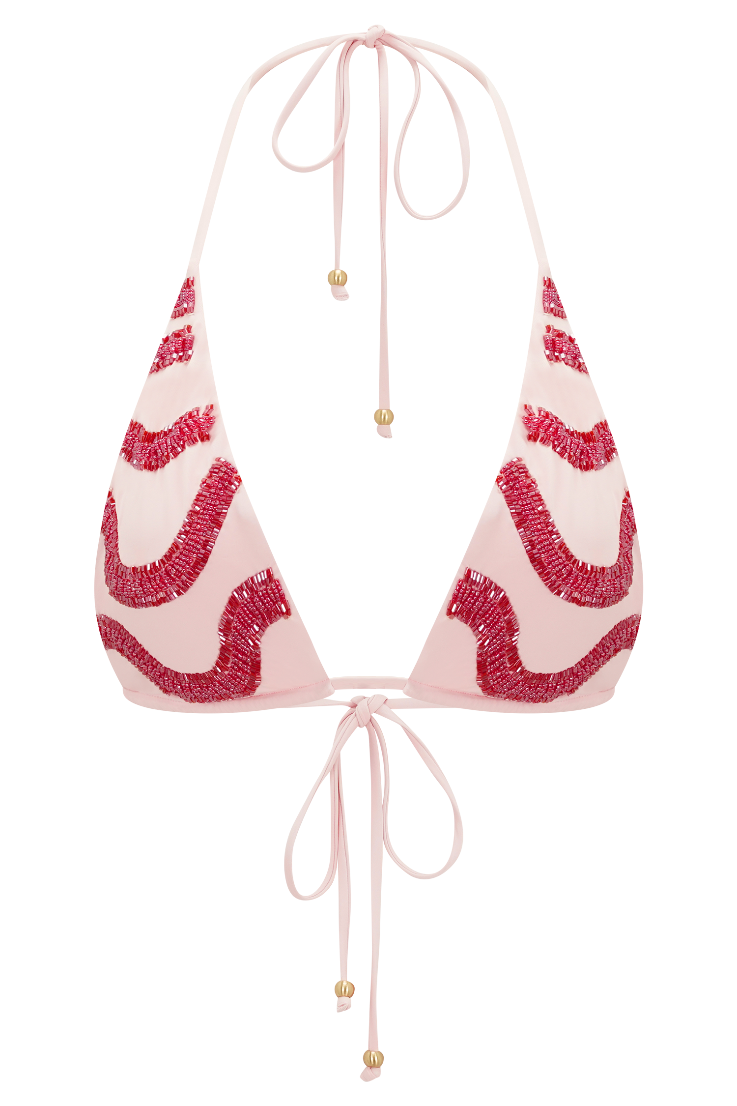 Robyn Beaded Triangle Bikini Top - Pink