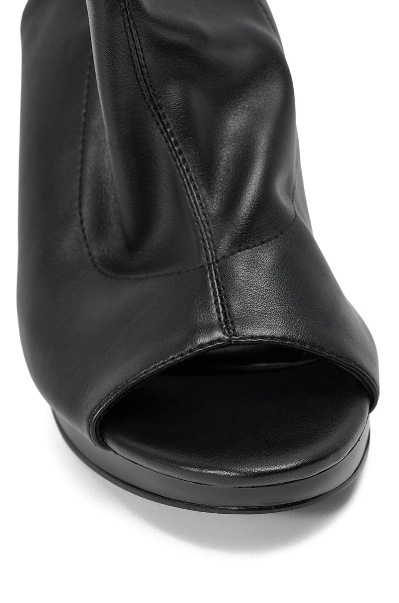 AZEALA WANG ILYSSA BLACK NOVELTY WEDGE KNEE HIGH BOOTIE