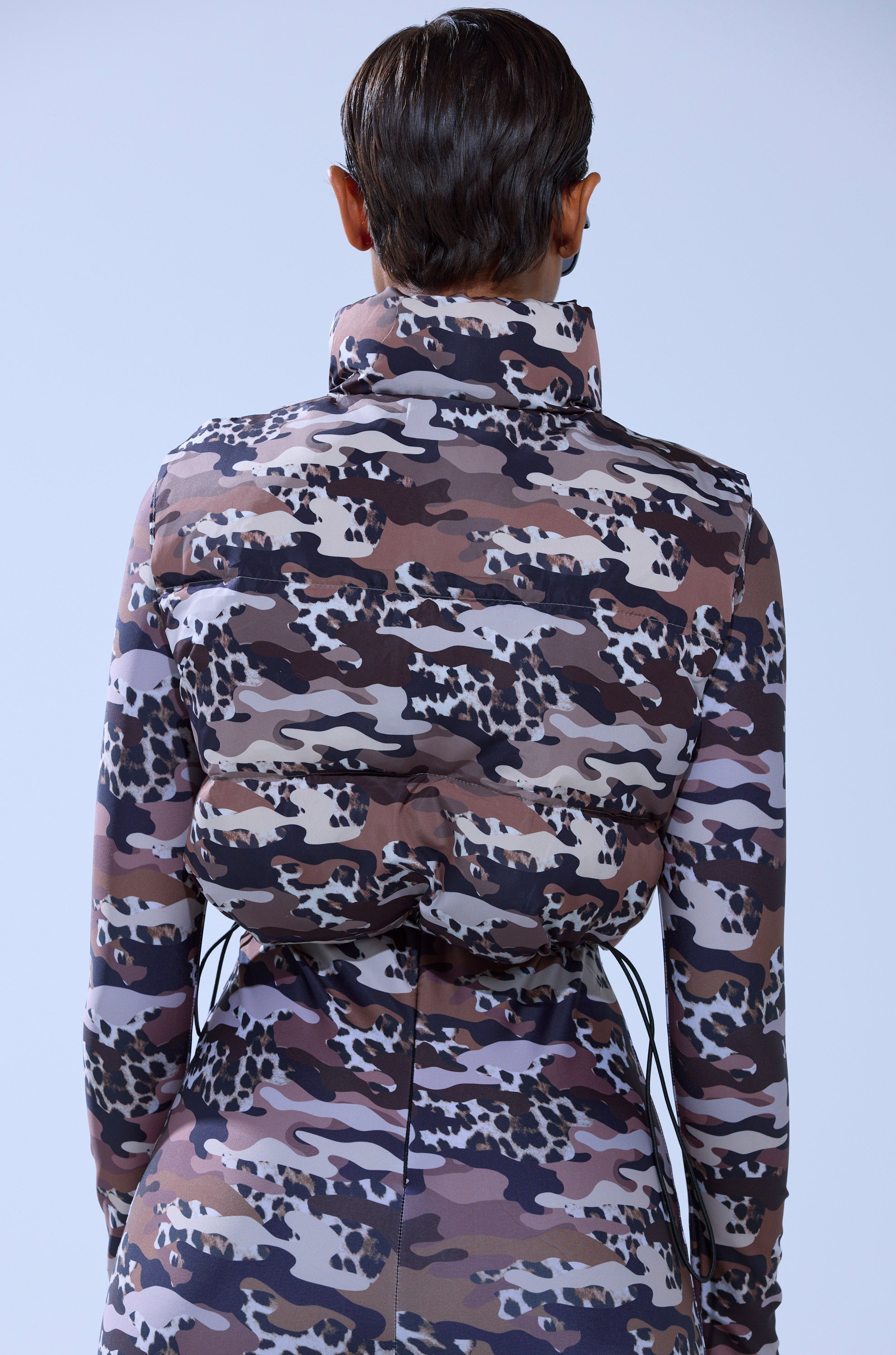 CAMO CHEETAH PRINT PUFFER VEST