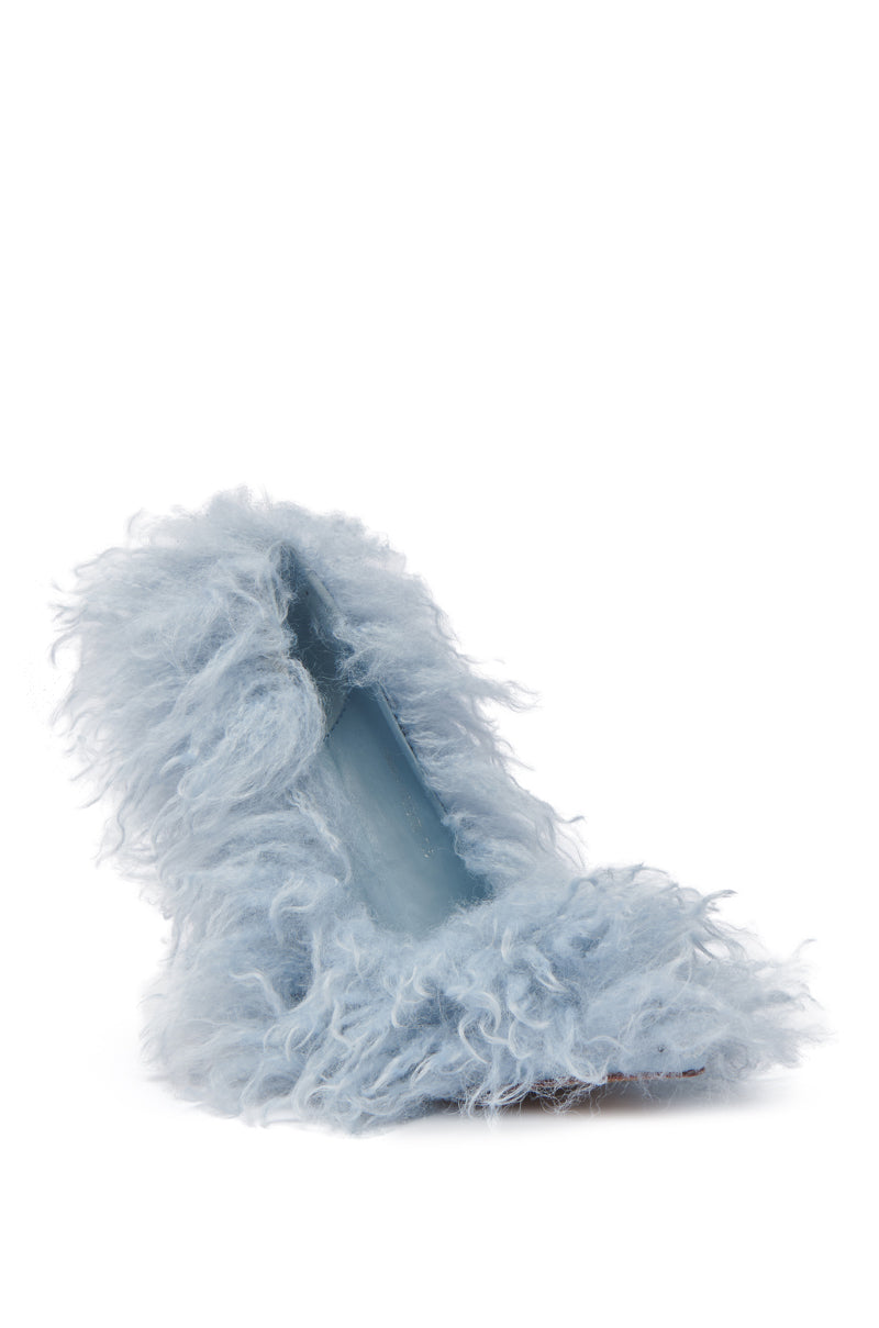 AZALEA WANG JAMEELA BABY BLUE FUR HEEL