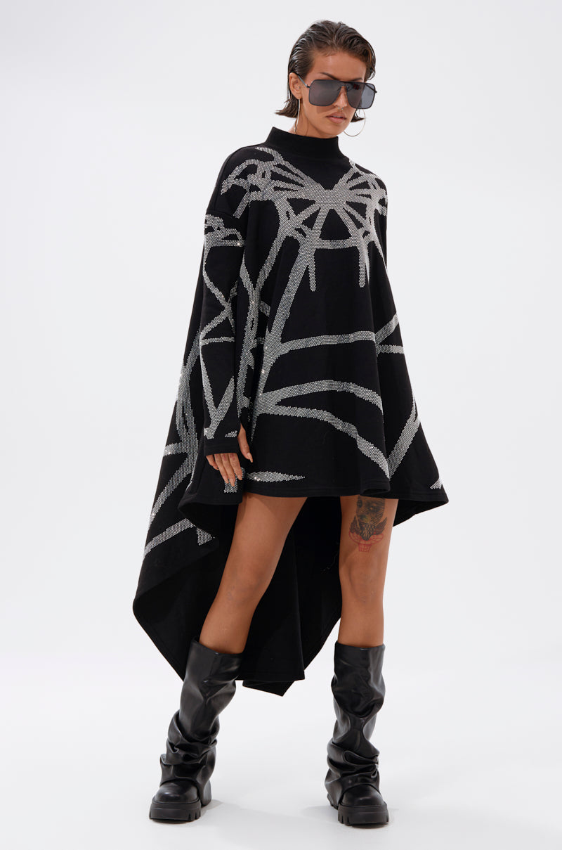 LANIE PRINTED RHINESTONE SWEATER DRESS