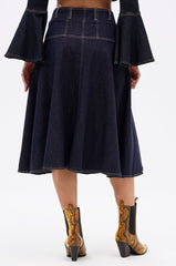 COME WITH ME DENIM MIDI SKIRT