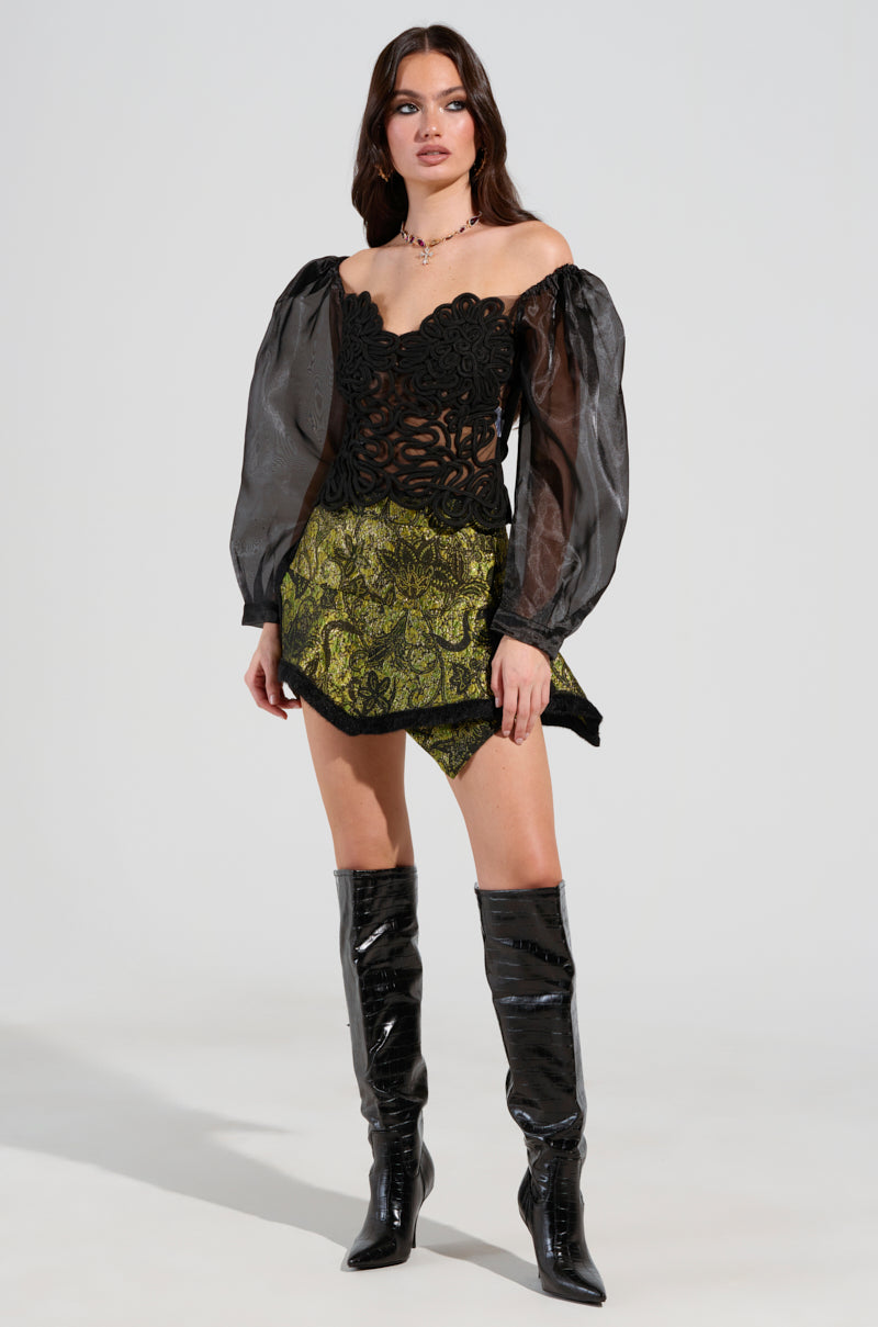 TAKE IT OFF BROCADE MINI SKIRT