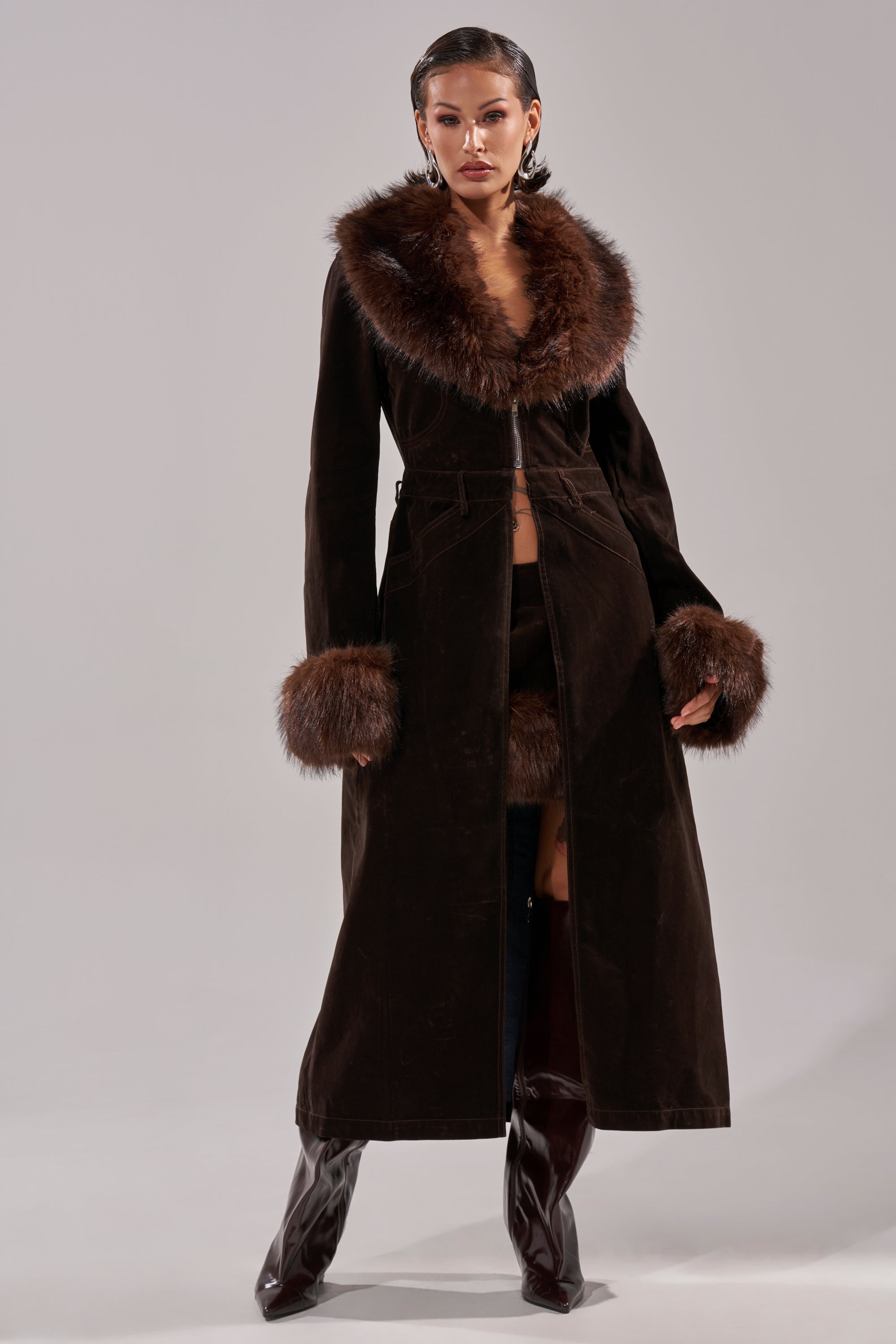 WILD SIDE VELVET DENIM TRENCH