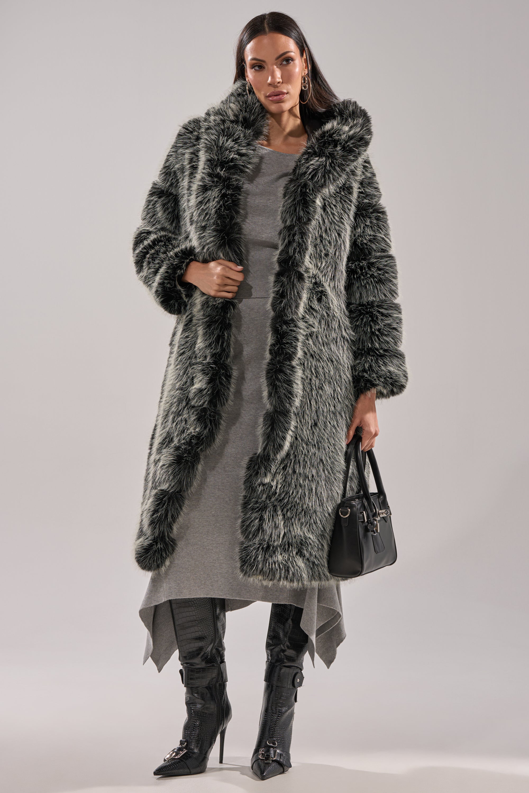SNOW BUNNY HOODED FAUX FUR COAT