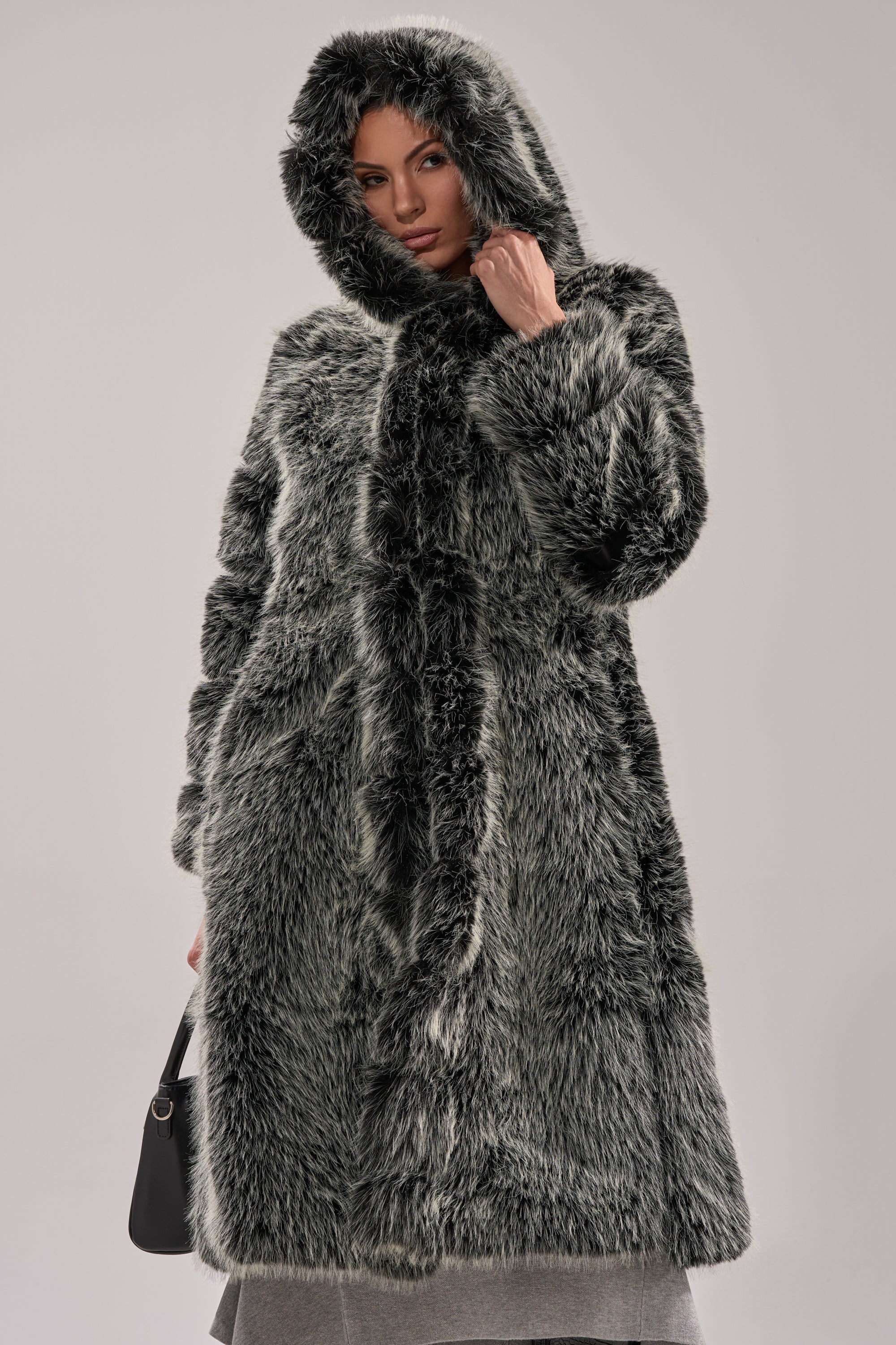 SNOW BUNNY HOODED FAUX FUR COAT