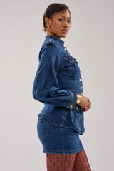 CRAZY FOR YOU LONG SLEEVE DENIM BUTTON DOWN