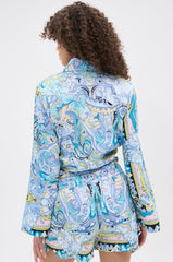 CRAZY IS GOOD PRINTED TIE FRONT BLOUSE