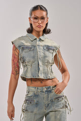 COMEBACK ERA DENIM SLEEVELESS TOP
