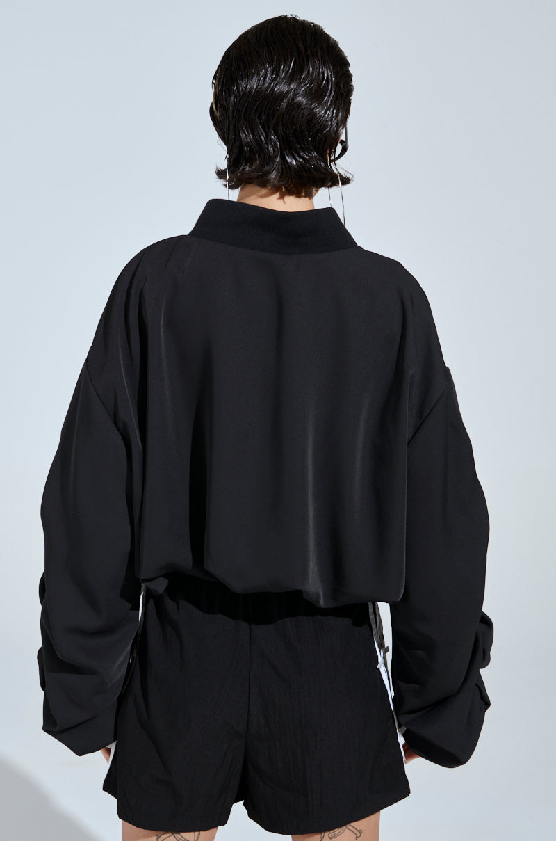 TREY RUCHED SLEEVE BOMBER