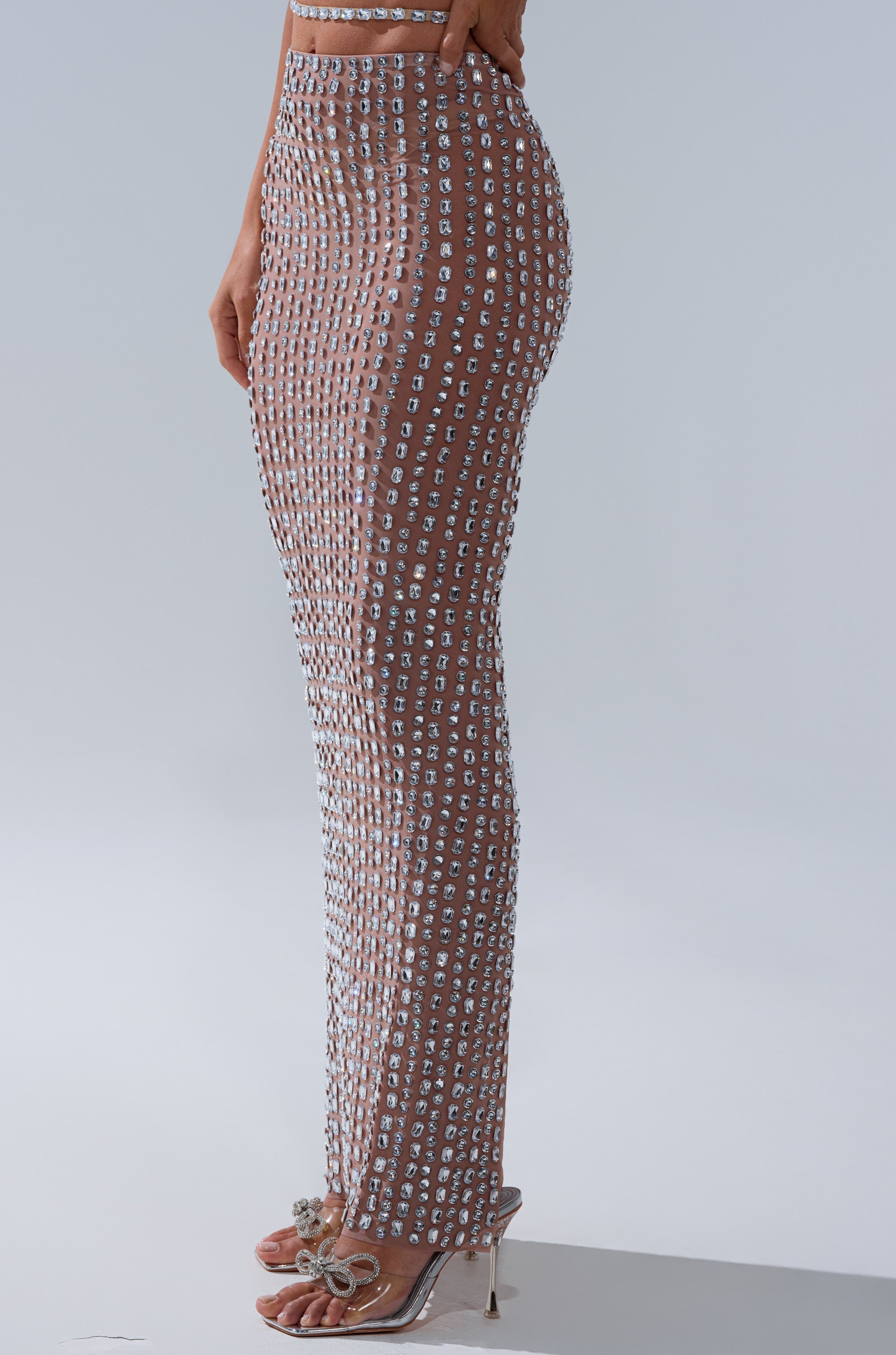 ALL THE SHINE RHINESTONE MAXI SKIRT