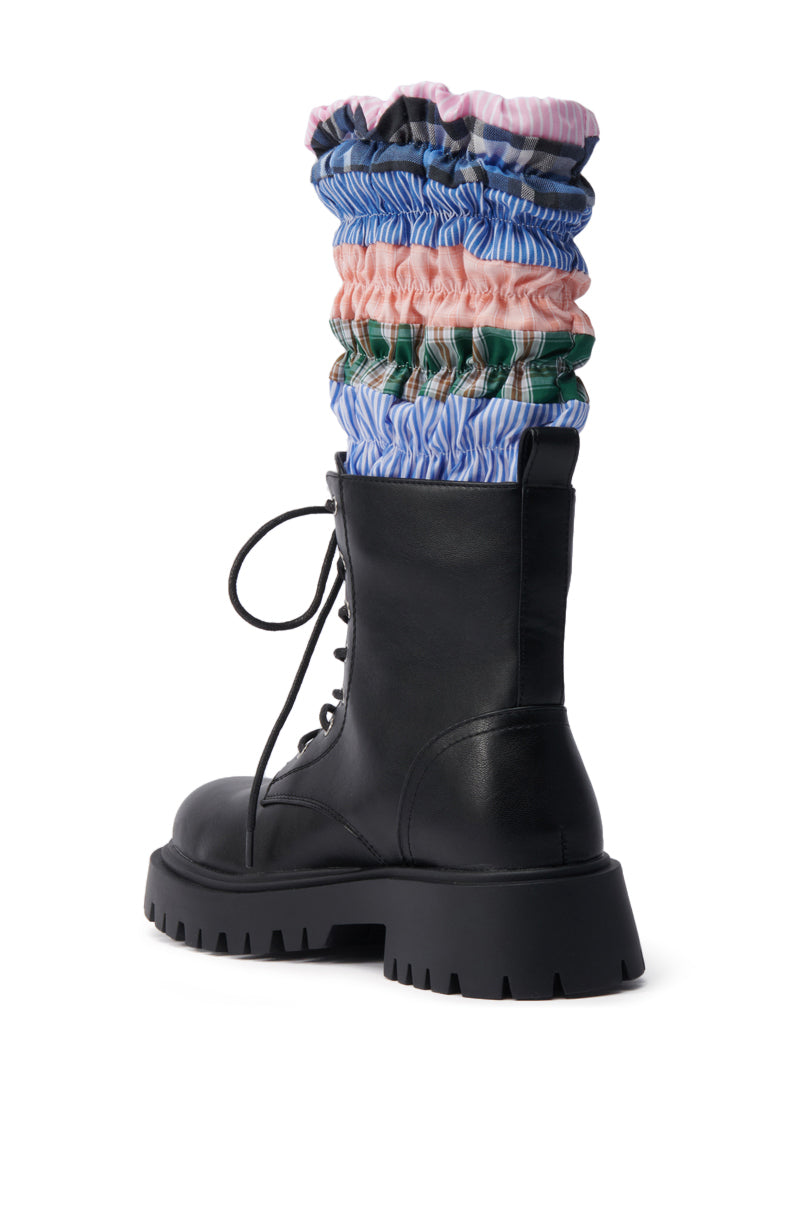 AZALEA WANG LUBNA BLACK FABRIC DETAIL BOOTIE