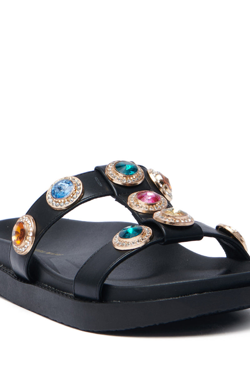 AZALEA WANG LUCIENA BLACK RHINESTONE SANDAL
