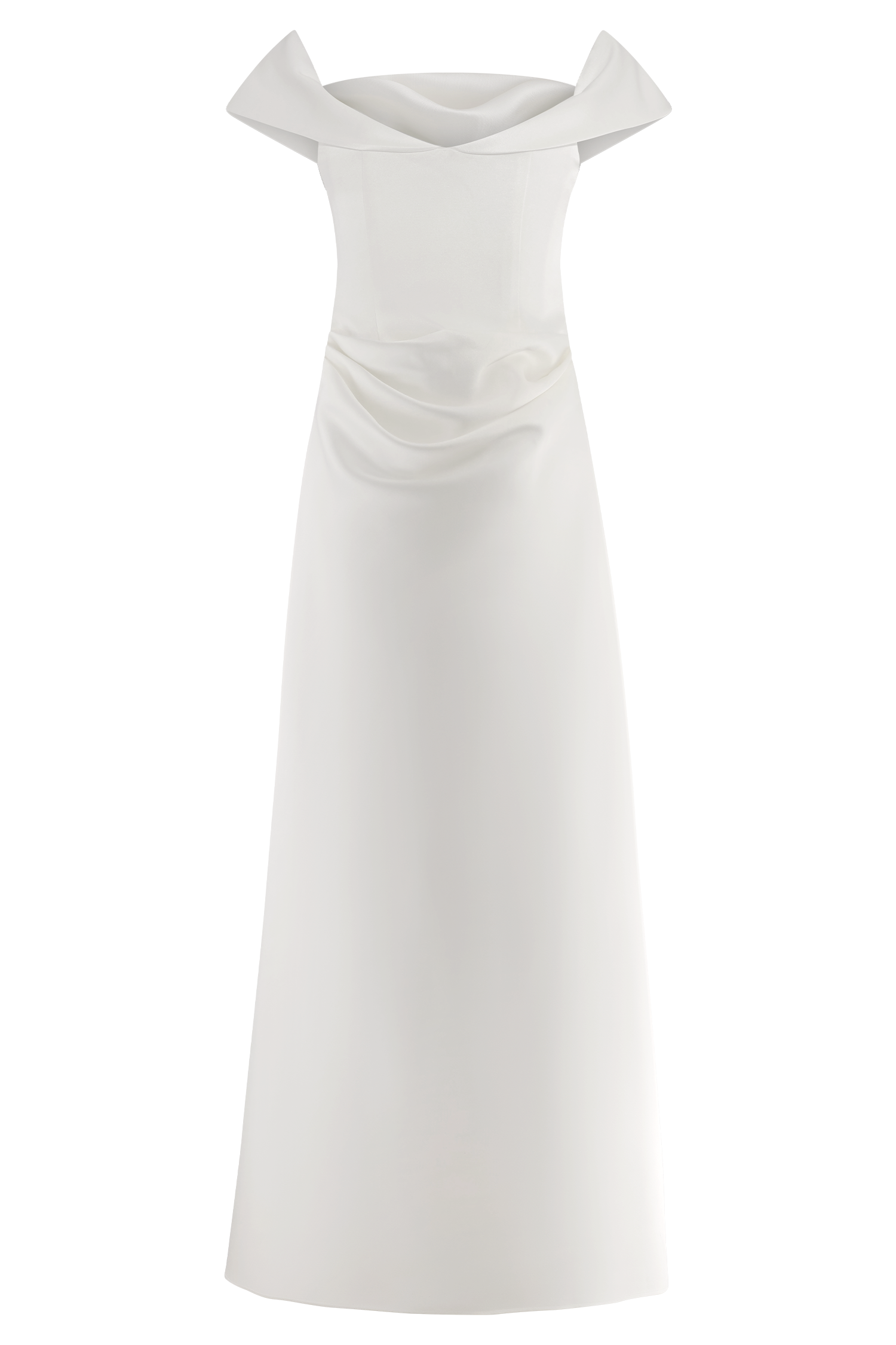 Luna Satin Off Shoulder Gown - White