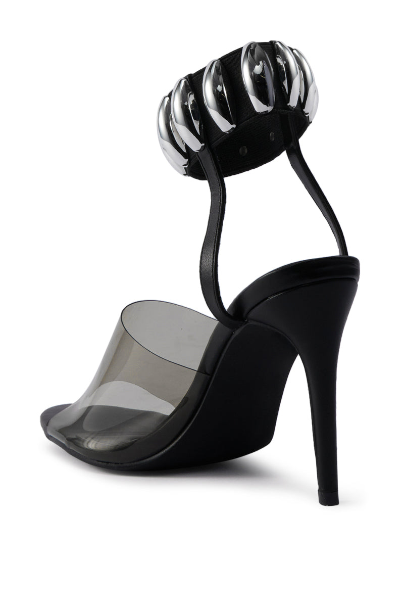 AKIRA MADRIDI BLACK PVC AND METAL SANDAL