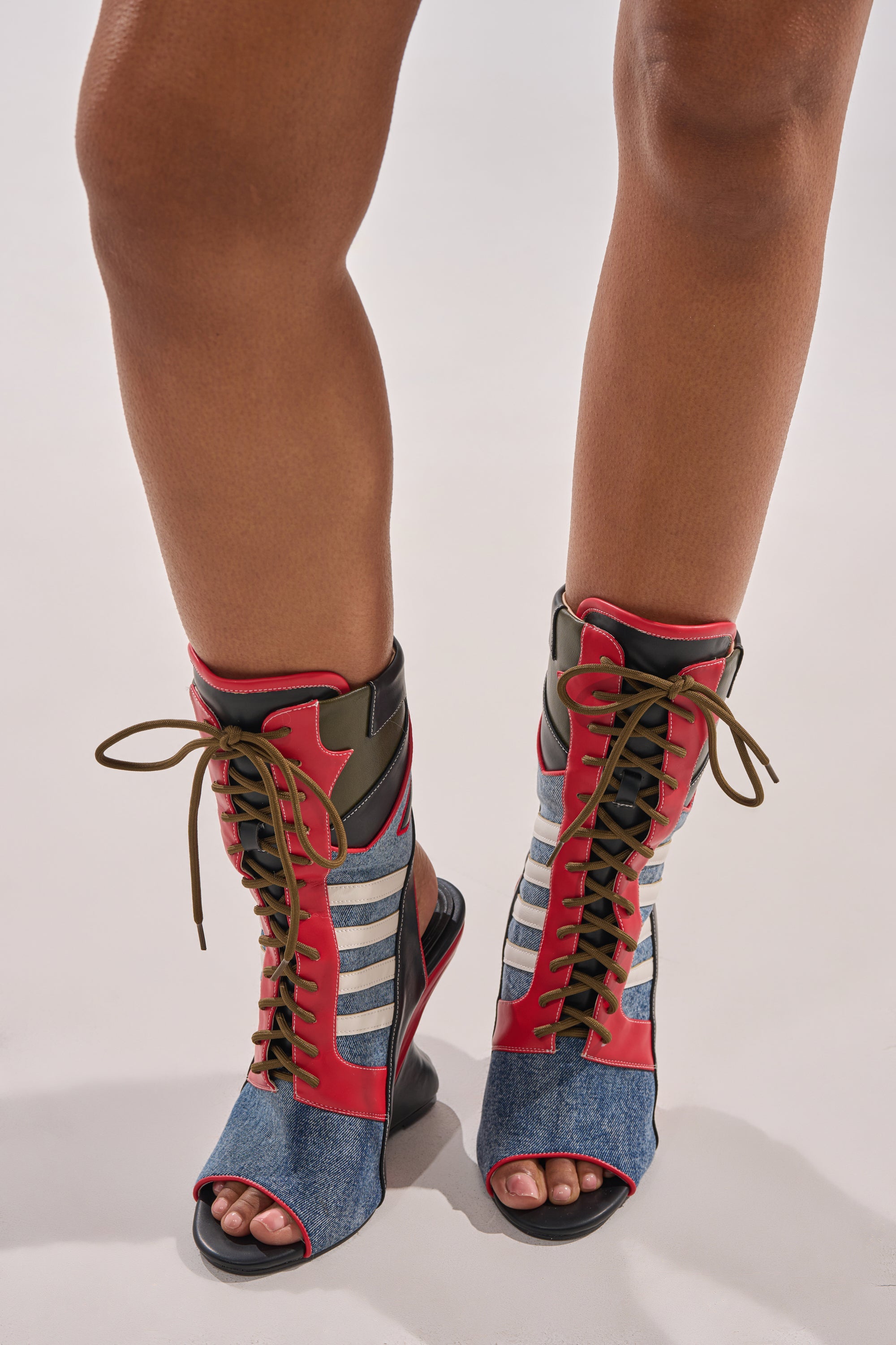 AKIRA GOLD MAYWEATHER MULTI SPORTY LOOK WEDGE BOOTIE