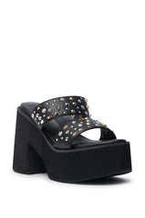 AZALEA WANG MIKAEL BLACK CHUNKY SLIP ON SANDAL