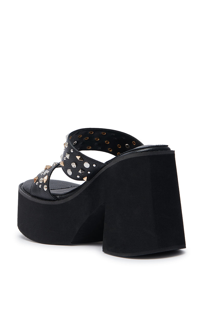 AZALEA WANG MIKAEL BLACK CHUNKY SLIP ON SANDAL