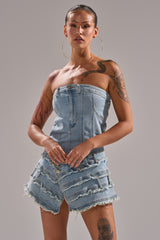 TOO MUCH TO LOVE DENIM ROMPER