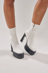 AKIRA GOLD OBSIDIAN WHITE CHUNKY PLATFORM BOOTIE