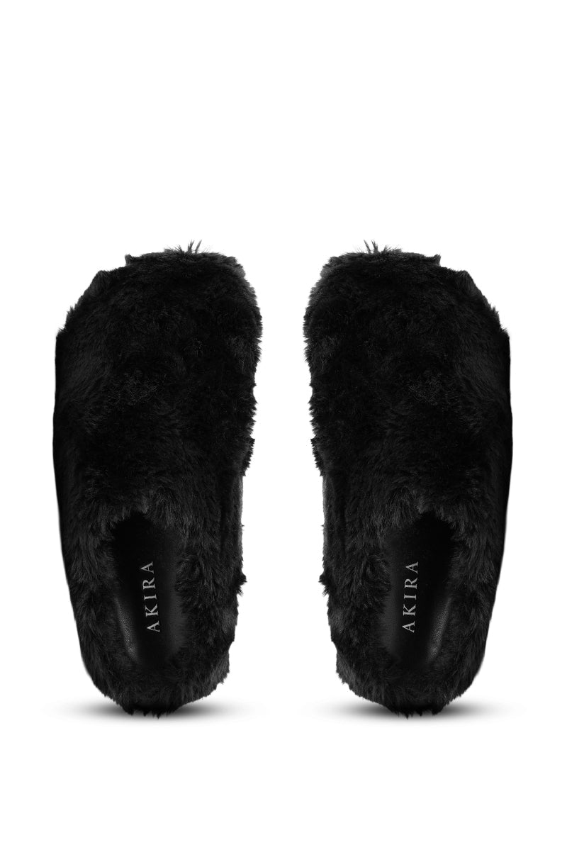 AKIRA RHYS BLACK FUZZY FLAT
