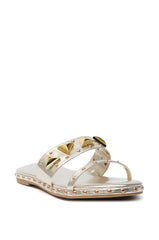 AKIRA RYLIE GOLD EMBELLISHED SLIP ON SANDAL