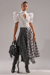 FALL VIBES PLAID MIDI SKIRT